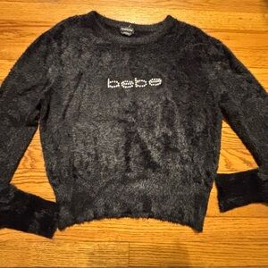 Bebe Black Fuzzy Women's Sweater